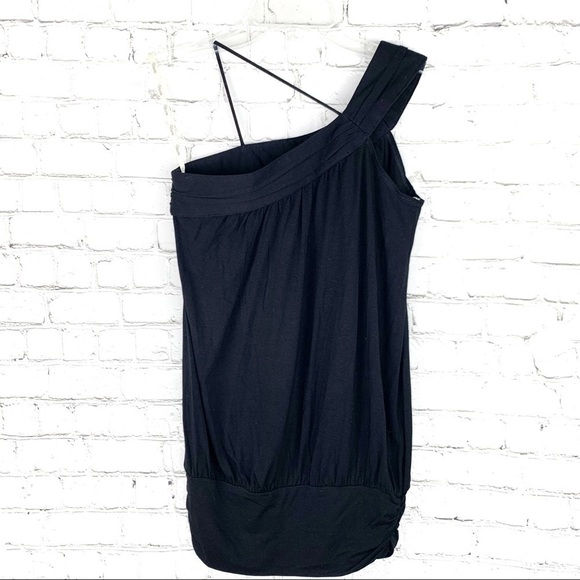 𝅺NEW-VOOM One Shoulder Ruched Banded Black Open Top - Picture 1 of 16